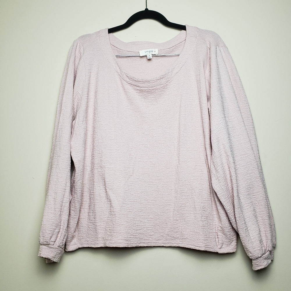 UMGEE Pink Blush Long Sleeve Crop Style  Woven Blouse